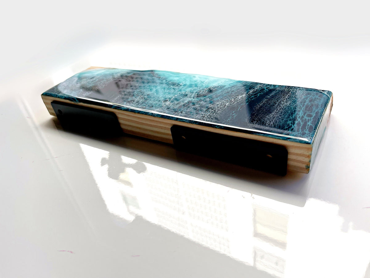 30cm Resin Ocean Floating Shelf | Mini Coastal Wall Shelf | Handmade Beach House Decor | Functional Resin Art | Handmade in Spain