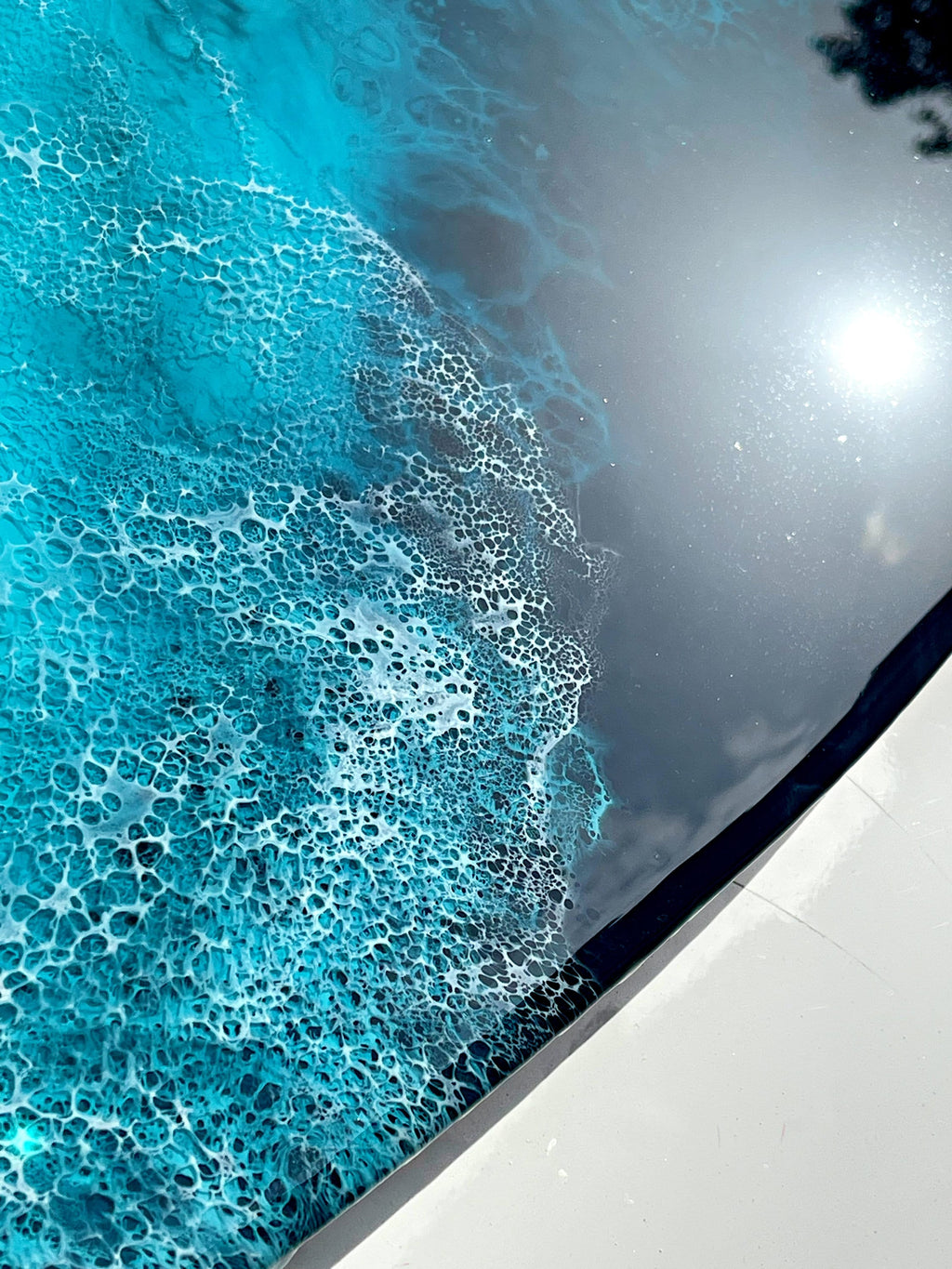 150cm Extra Large Resin Ocean Surfboard Wall Art | Luxury Coastal Decor | Handmade Beach House Artwork | Real Sand & Resin Waves