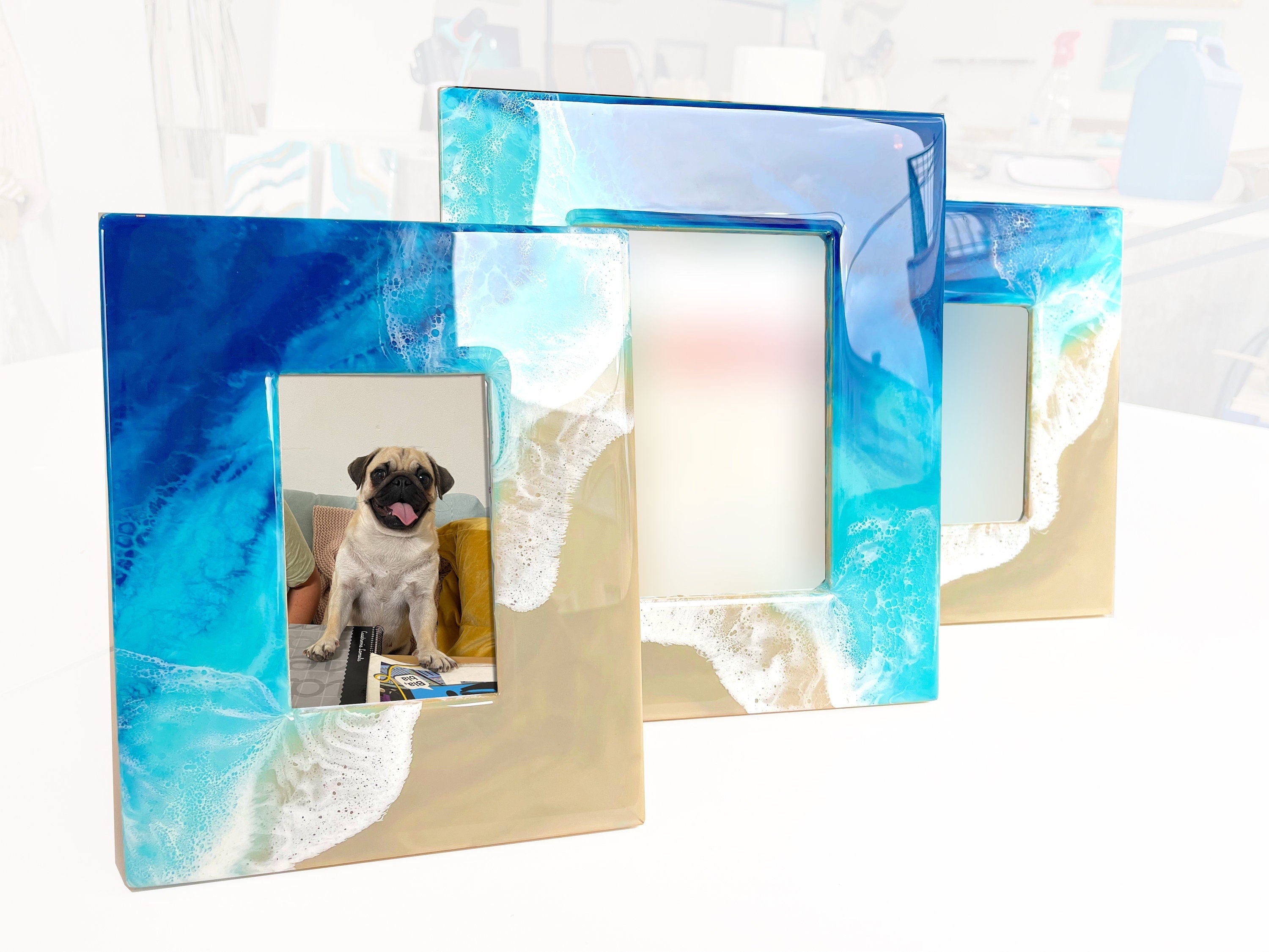 Ocean Resin Photo Frame | Handmade Coastal Home Decor | Beach Gift | Epoxy Art Picture Frame | Ocean Lover Gift | Nautical Decor