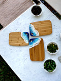 Resin Wave Bamboo Serving Board: Ocean Decor Cheese Board (30CM)
