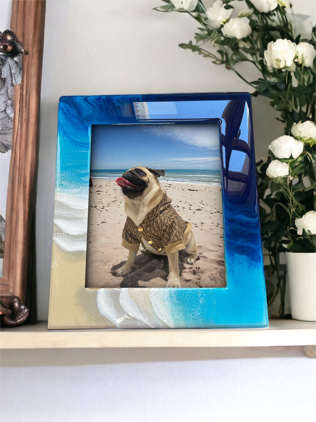Ocean Resin Photo Frame | Handmade Coastal Home Decor | Beach Gift | Epoxy Art Picture Frame | Ocean Lover Gift | Nautical Decor