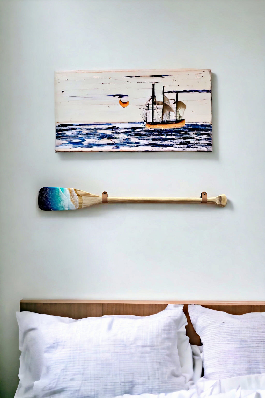Personalised 90 cm Resin Ocean Paddle Wall Art | Custom Engraved Wooden Oar | Large Coastal Wall Decor | Handmade Beach House Gift