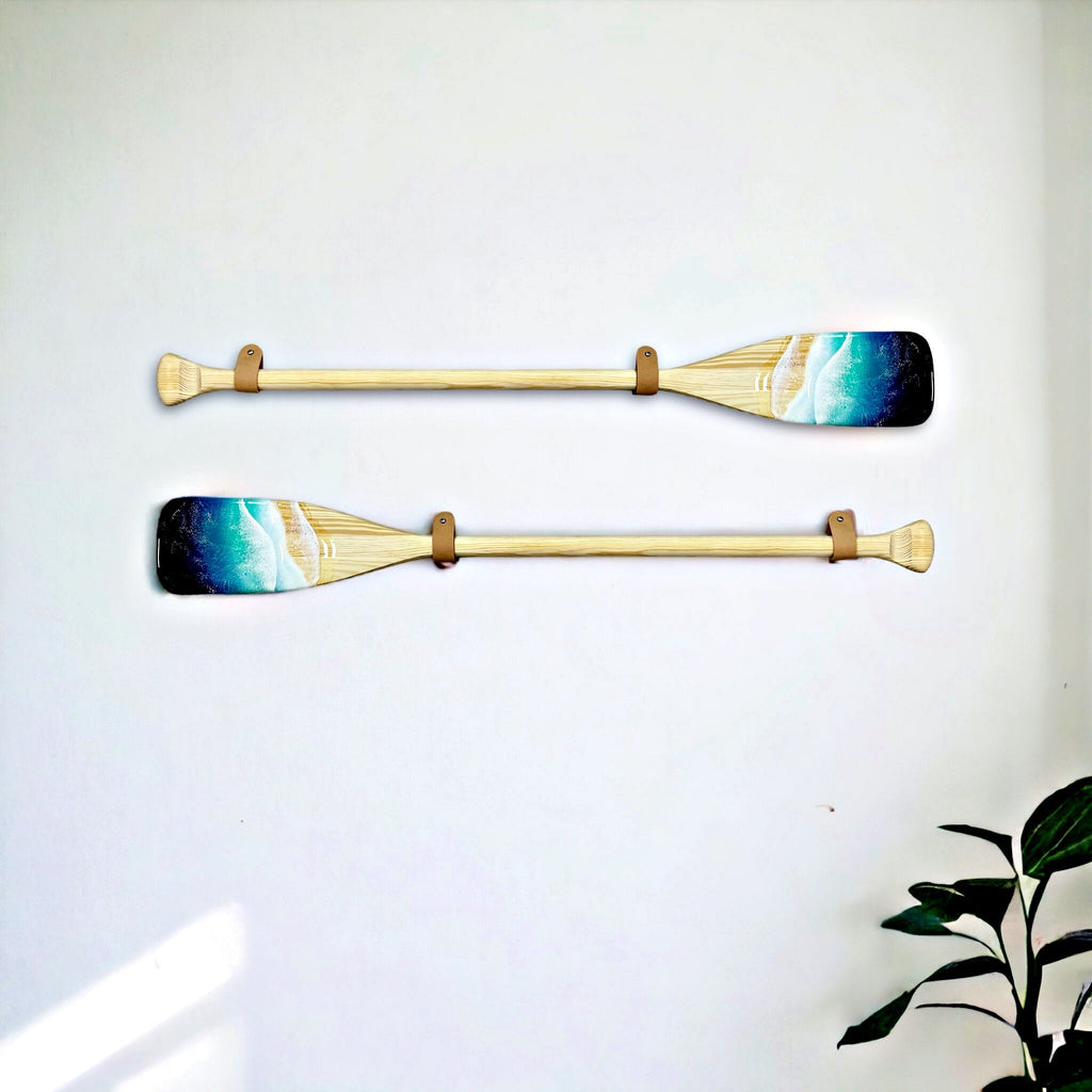 Personalised 90 cm Resin Ocean Paddle Wall Art | Custom Engraved Wooden Oar | Large Coastal Wall Decor | Handmade Beach House Gift