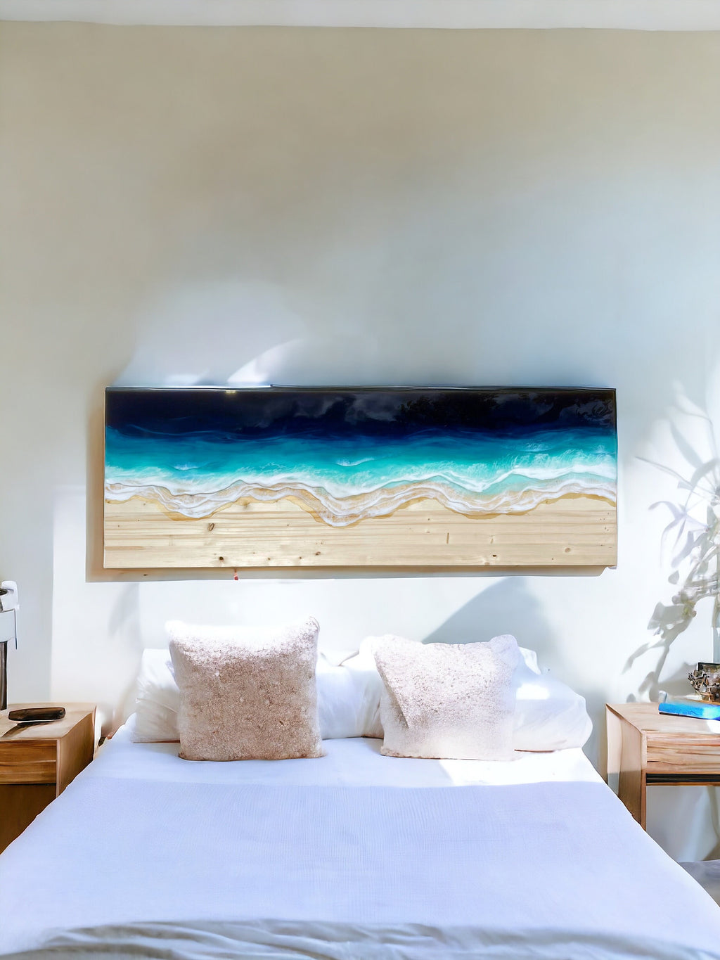 Ocean Resin Headboard: Custom Epoxy Wave Decor