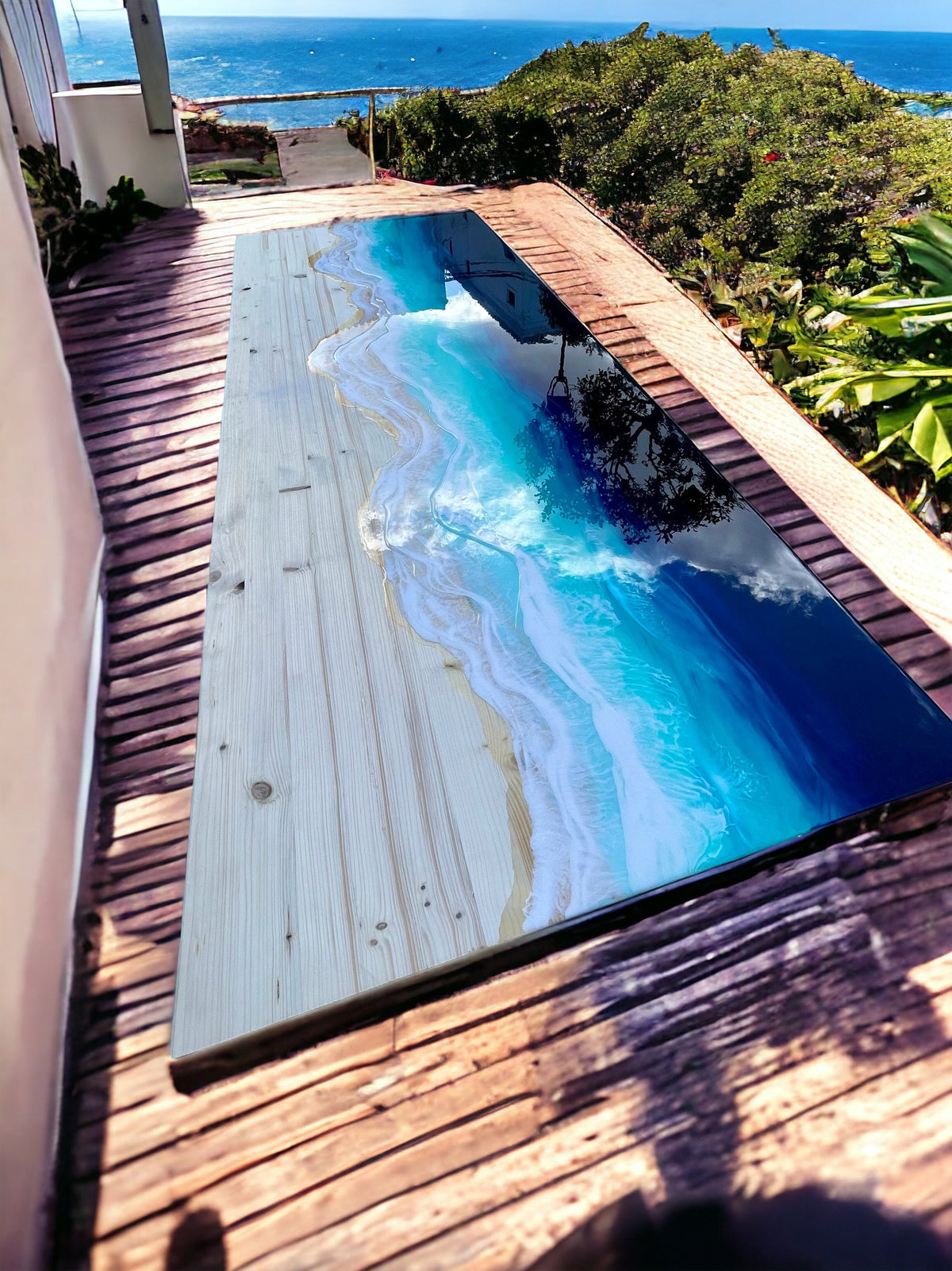 Ocean Resin Headboard: Custom Epoxy Wave Decor