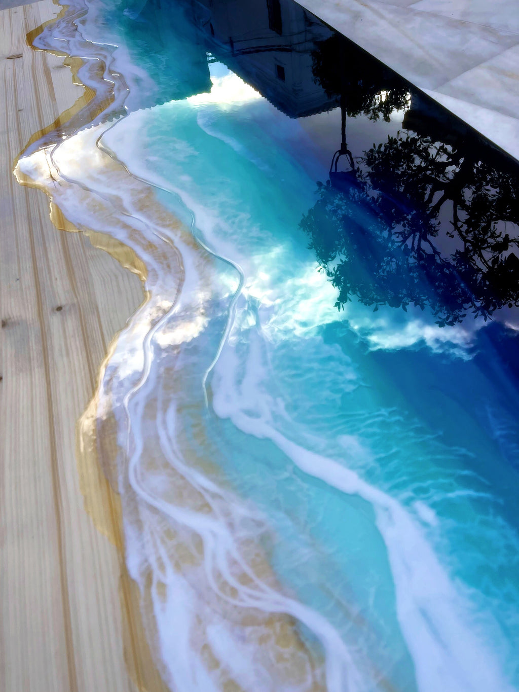 Ocean Resin Headboard: Custom Epoxy Wave Decor
