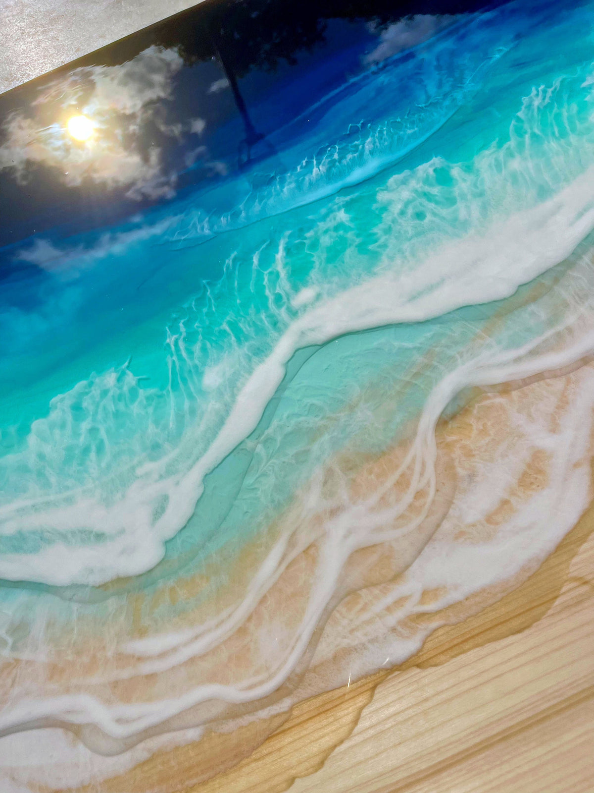 Ocean Resin Headboard: Custom Epoxy Wave Decor