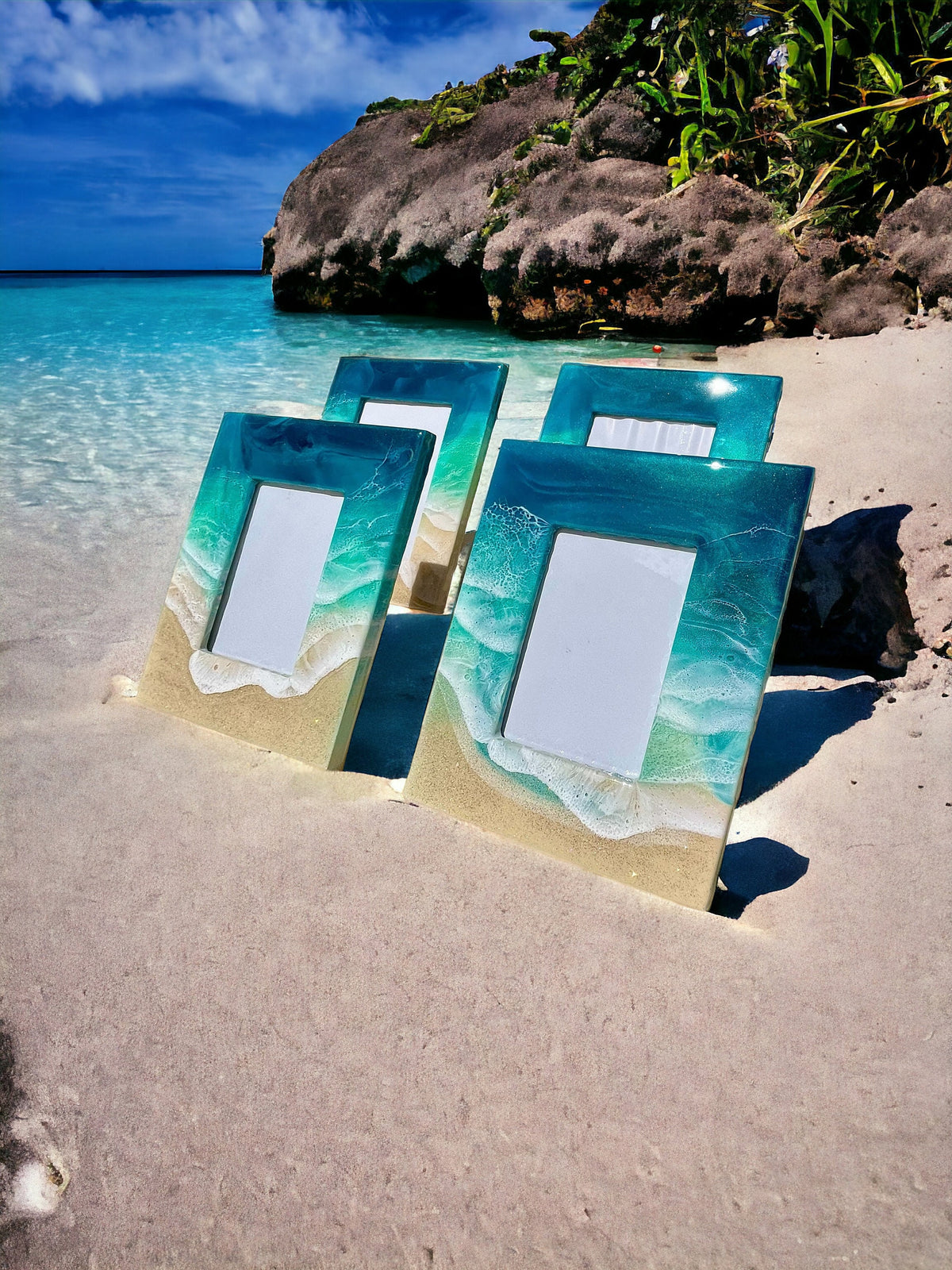 Ocean Resin Photo Frame | Handmade Coastal Home Decor | Beach Gift | Epoxy Art Picture Frame | Ocean Lover Gift | Nautical Decor