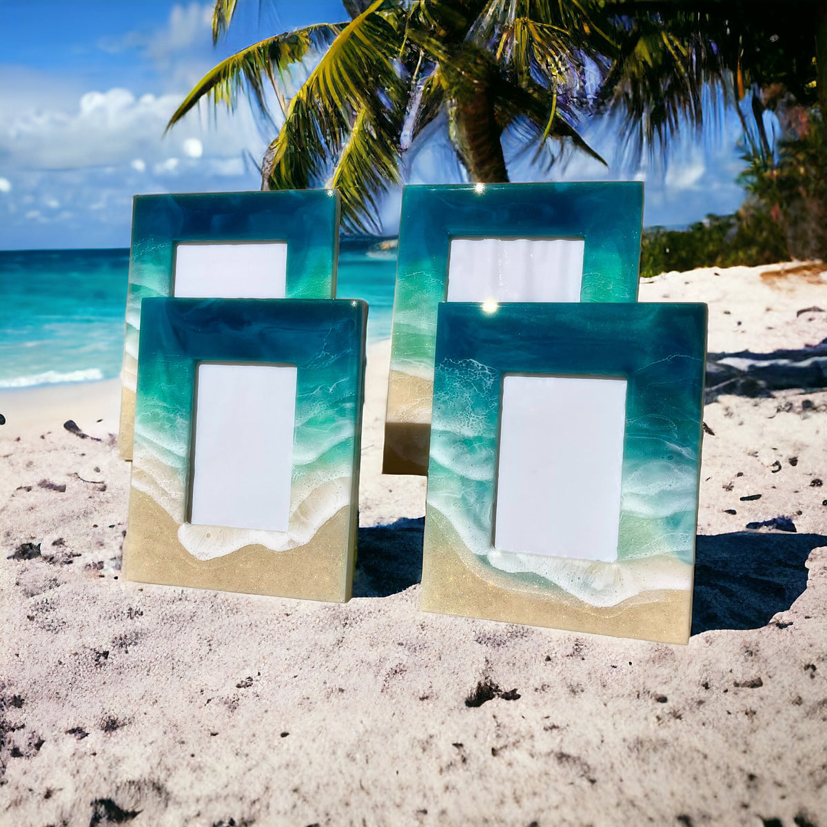 Ocean Resin Photo Frame | Handmade Coastal Home Decor | Beach Gift | Epoxy Art Picture Frame | Ocean Lover Gift | Nautical Decor