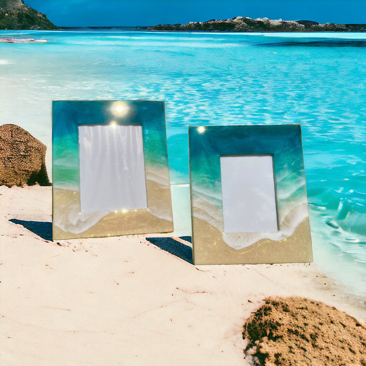 Ocean Resin Photo Frame | Handmade Coastal Home Decor | Beach Gift | Epoxy Art Picture Frame | Ocean Lover Gift | Nautical Decor