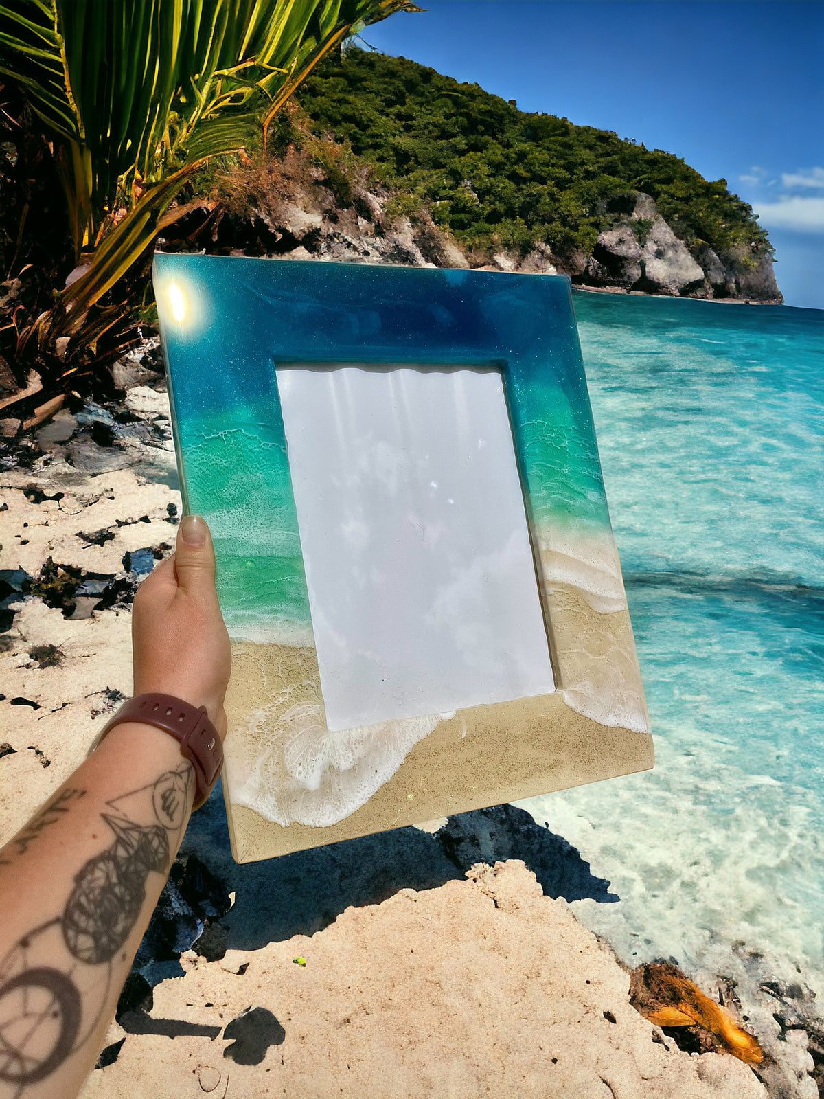 Ocean Resin Photo Frame | Handmade Coastal Home Decor | Beach Gift | Epoxy Art Picture Frame | Ocean Lover Gift | Nautical Decor