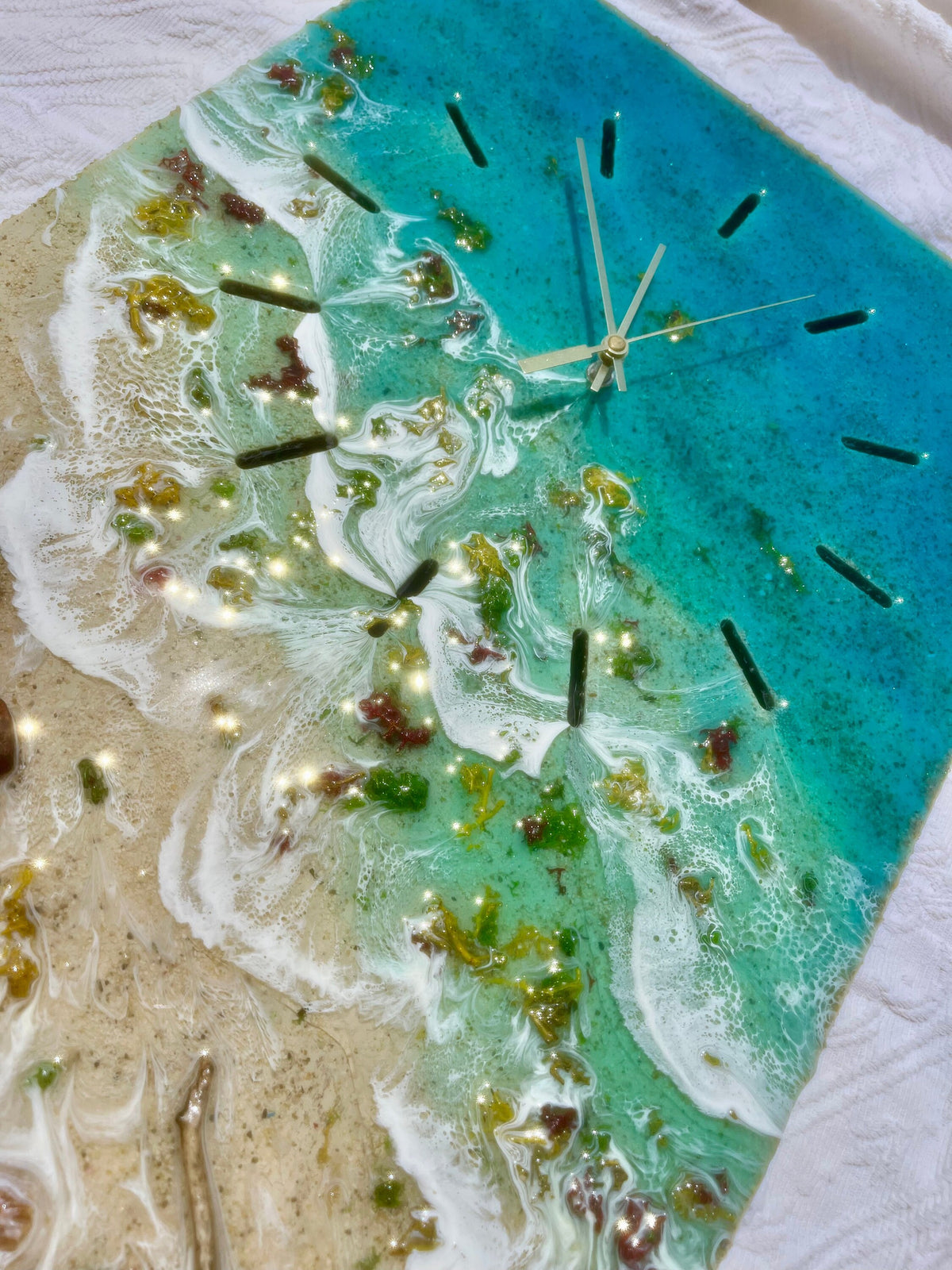 Resin Ocean Wall Clock | Handmade Coastal Art Clock | Large Beach Wall Decor | Epoxy Seascape Clock | One of a Kind