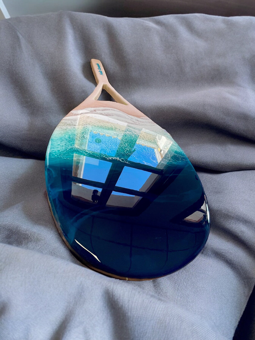 Resin Ocean Art Tennis Racket: Coastal Wall Decor
