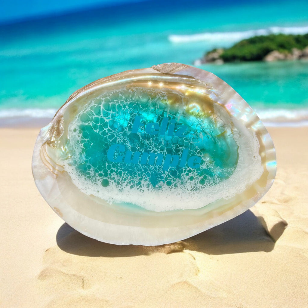 Seashell Ring Dish: Turquoise Resin Ocean Wave Decor, Hidden Message