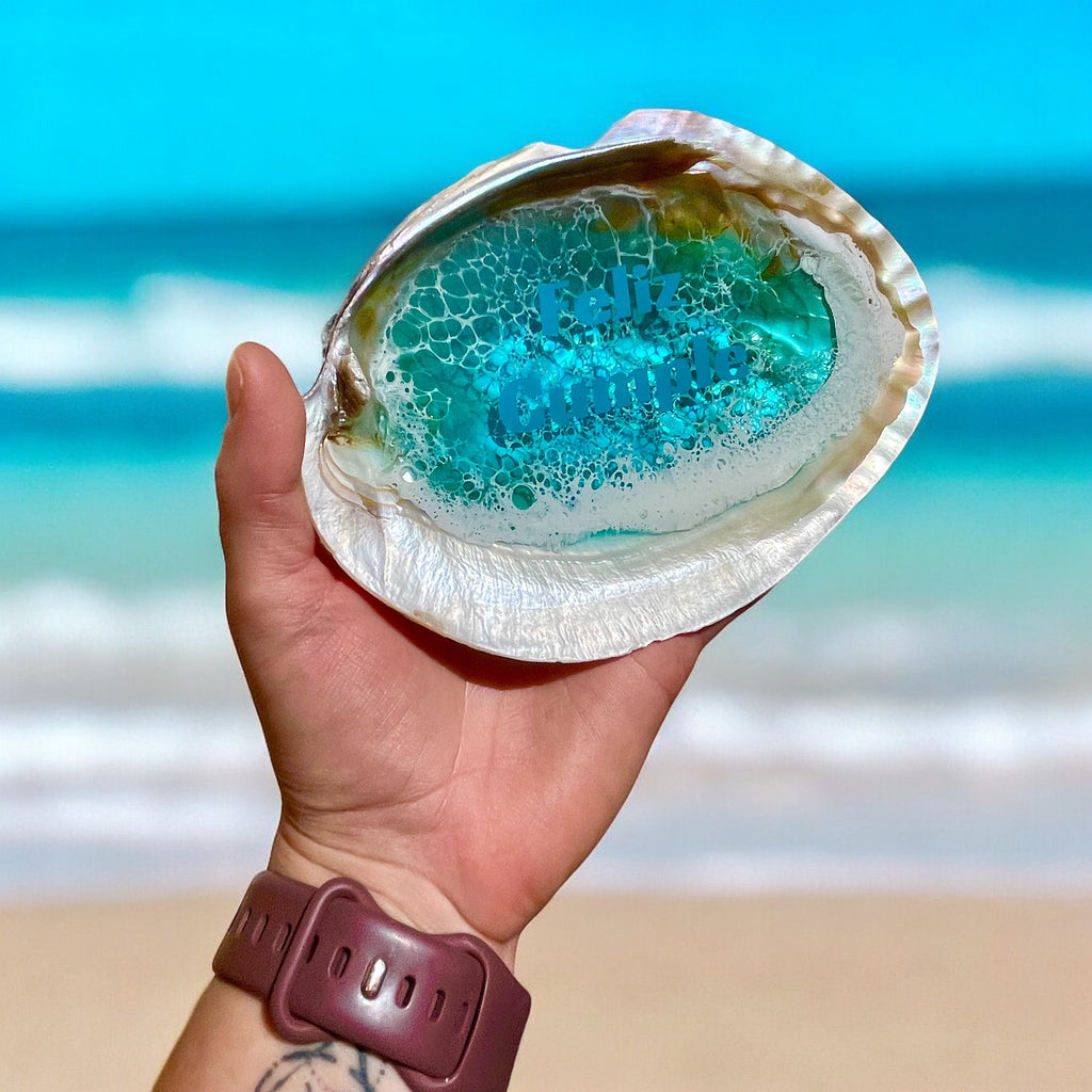 Seashell Ring Dish: Turquoise Resin Ocean Wave Decor, Hidden Message
