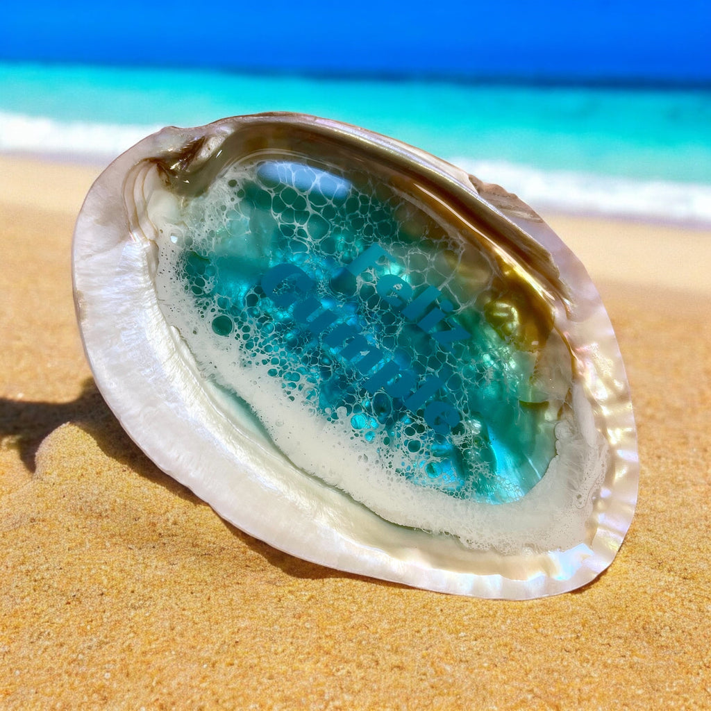 Seashell Ring Dish: Turquoise Resin Ocean Wave Decor, Hidden Message