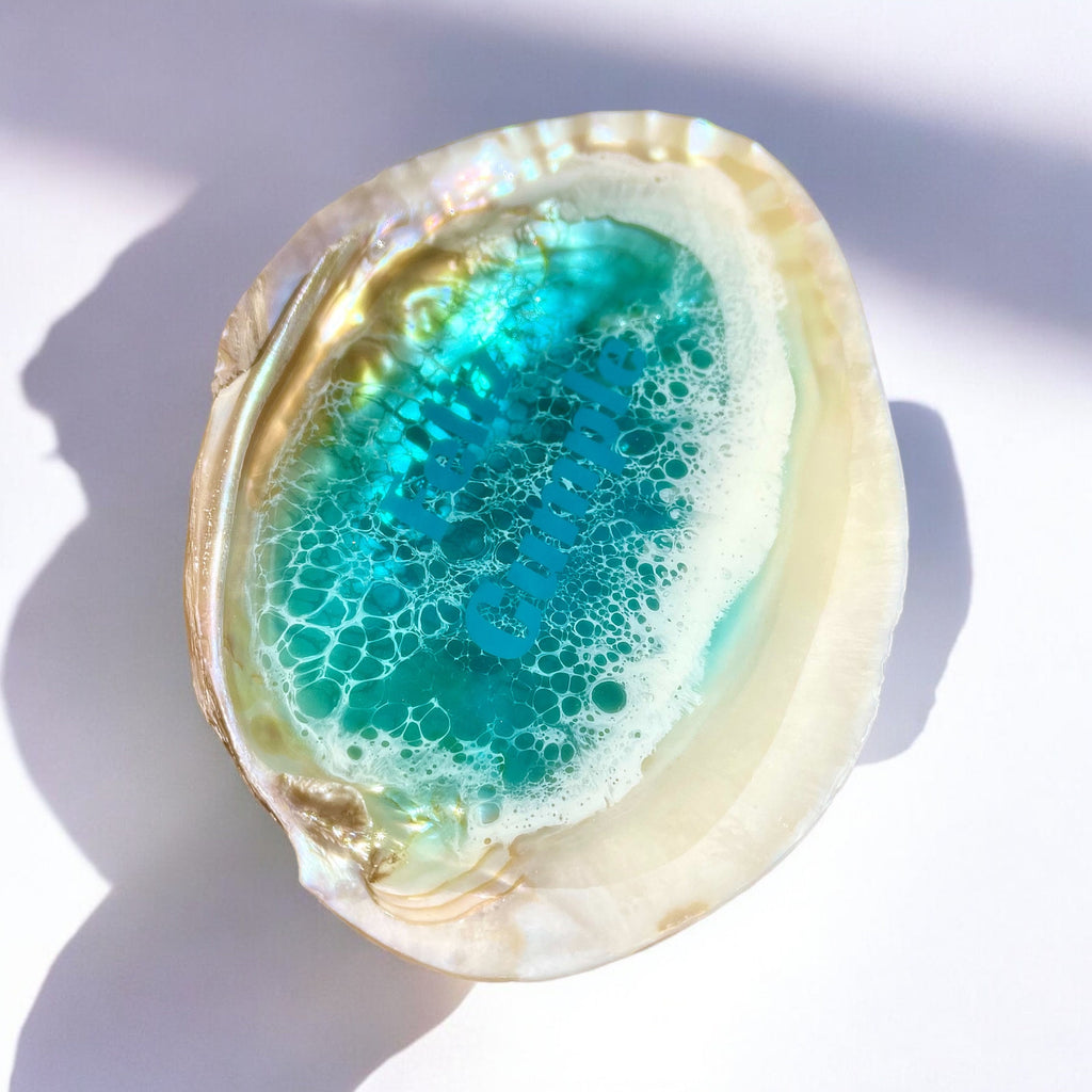 Seashell Ring Dish: Turquoise Resin Ocean Wave Decor, Hidden Message