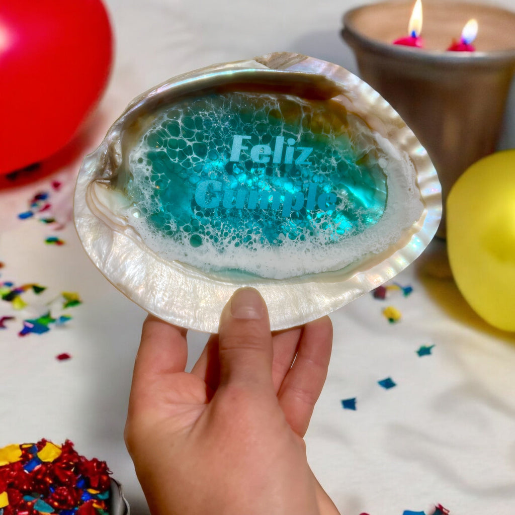 Seashell Ring Dish: Turquoise Resin Ocean Wave Decor, Hidden Message