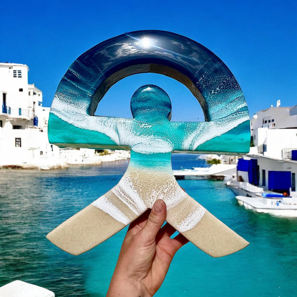 Indalo Wall Art | Handmade Resin Ocean Decor | Lucky Andalusian Symbol | Coastal Wall Hanging | Mediterranean Wall Art | 30cm