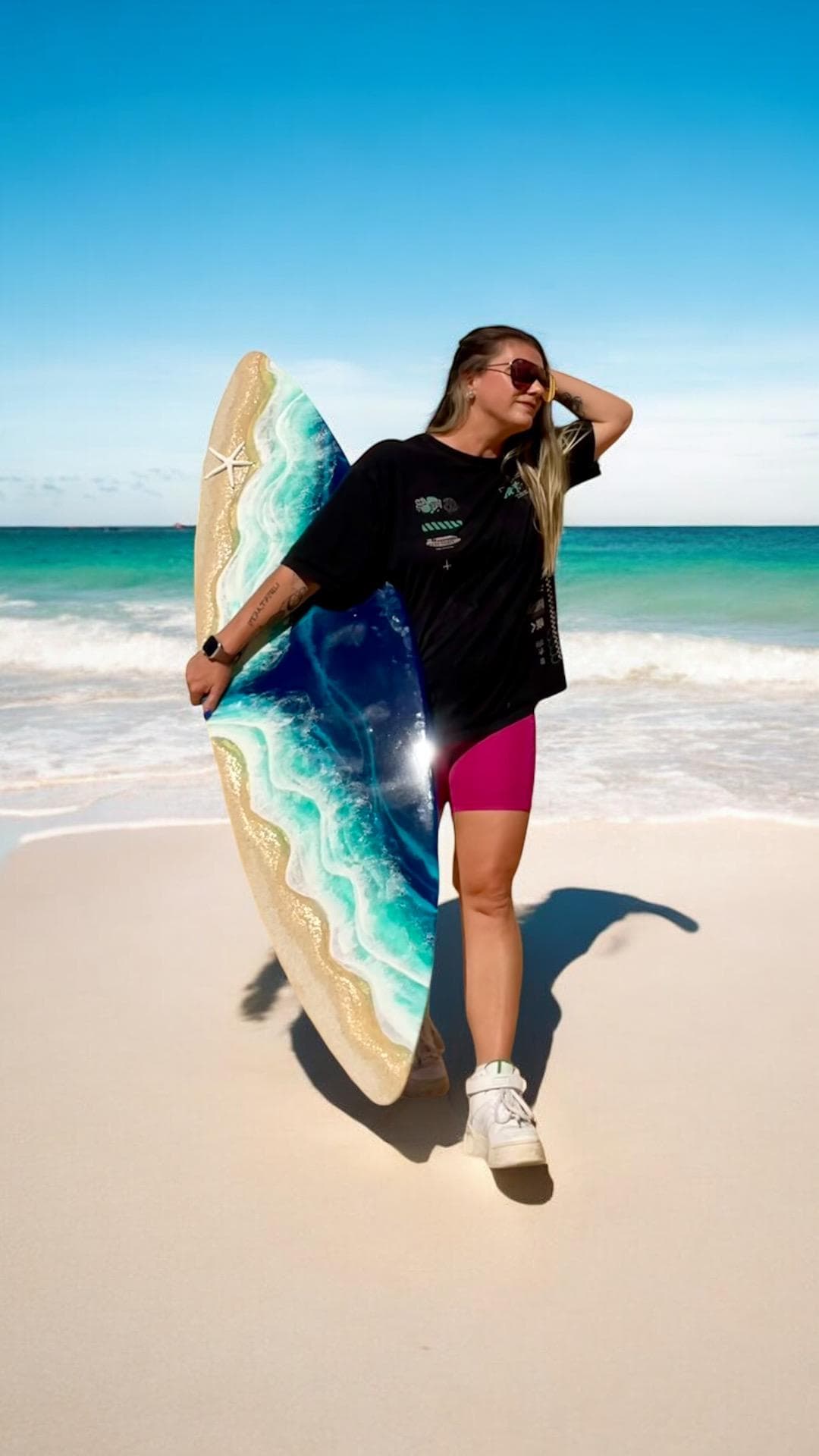 150cm Extra Large Resin Ocean Surfboard Wall Art | Luxury Coastal Decor | Handmade Beach House Artwork | Real Sand & Resin Waves