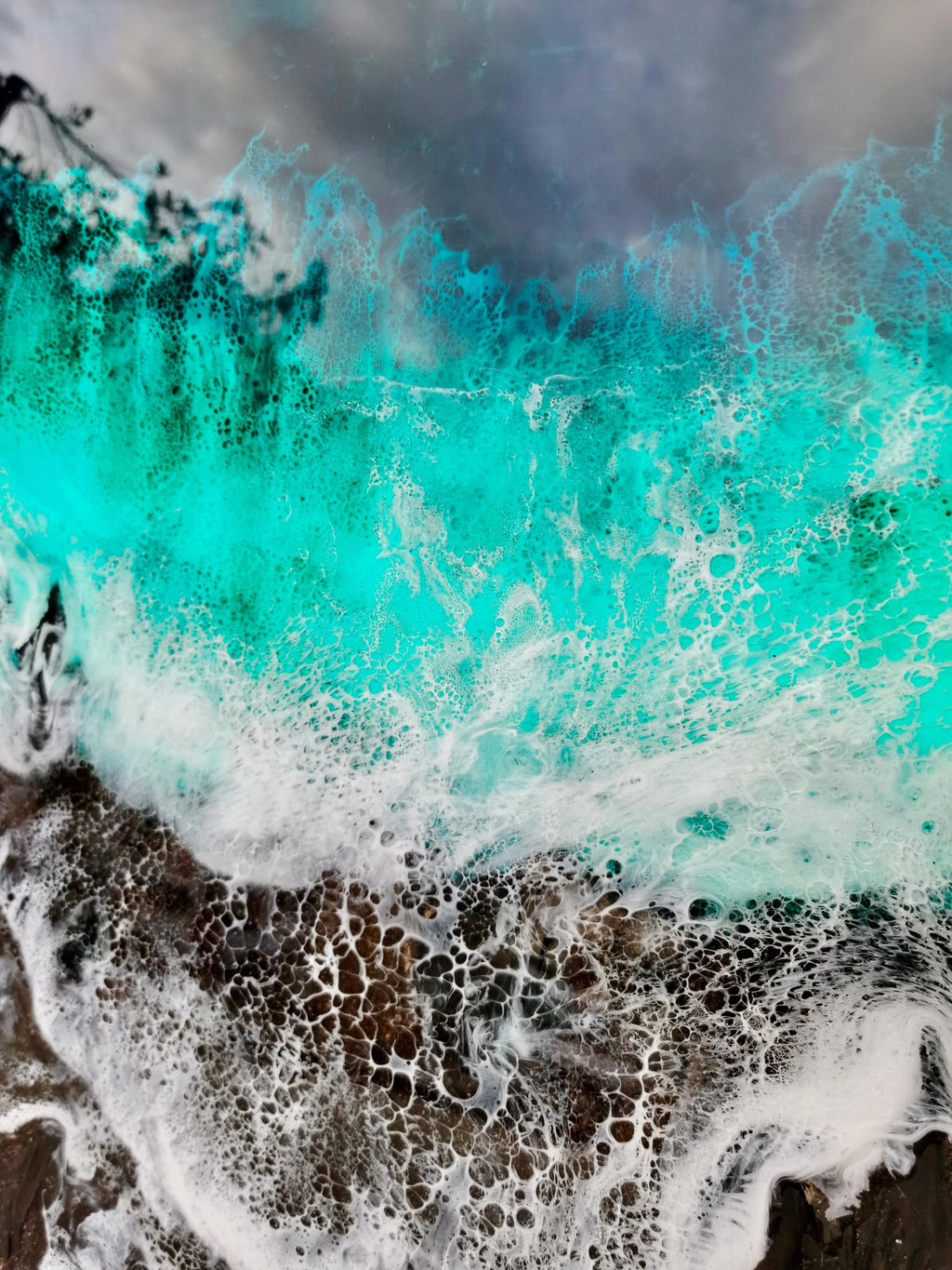 Black Sand Ocean Resin Art – Dramatic Wave Wall Art – Modern Coastal Painting – Textured Epoxy Ocean Artwork – Large Statement Wall Decor