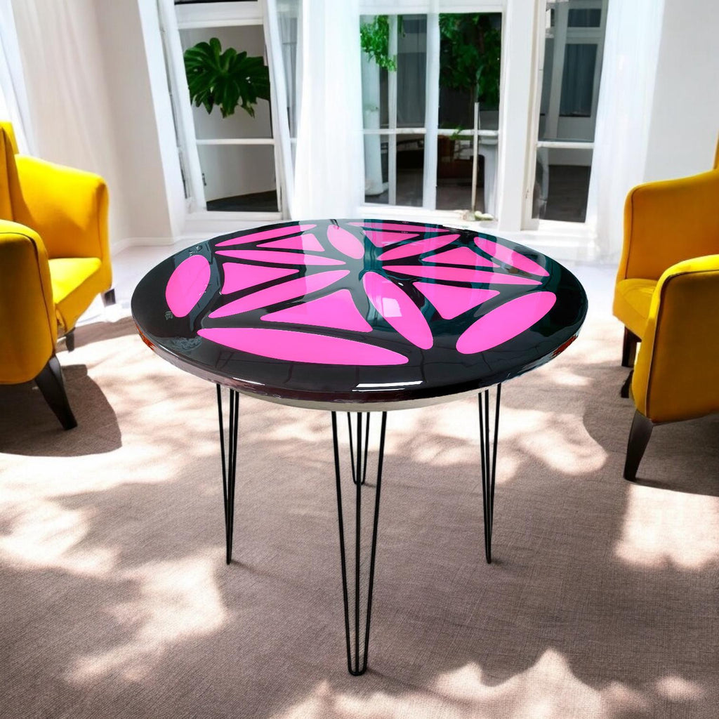 Mandala Epoxy Resin Coffee Table: Custom Color Block Table (80 cm)