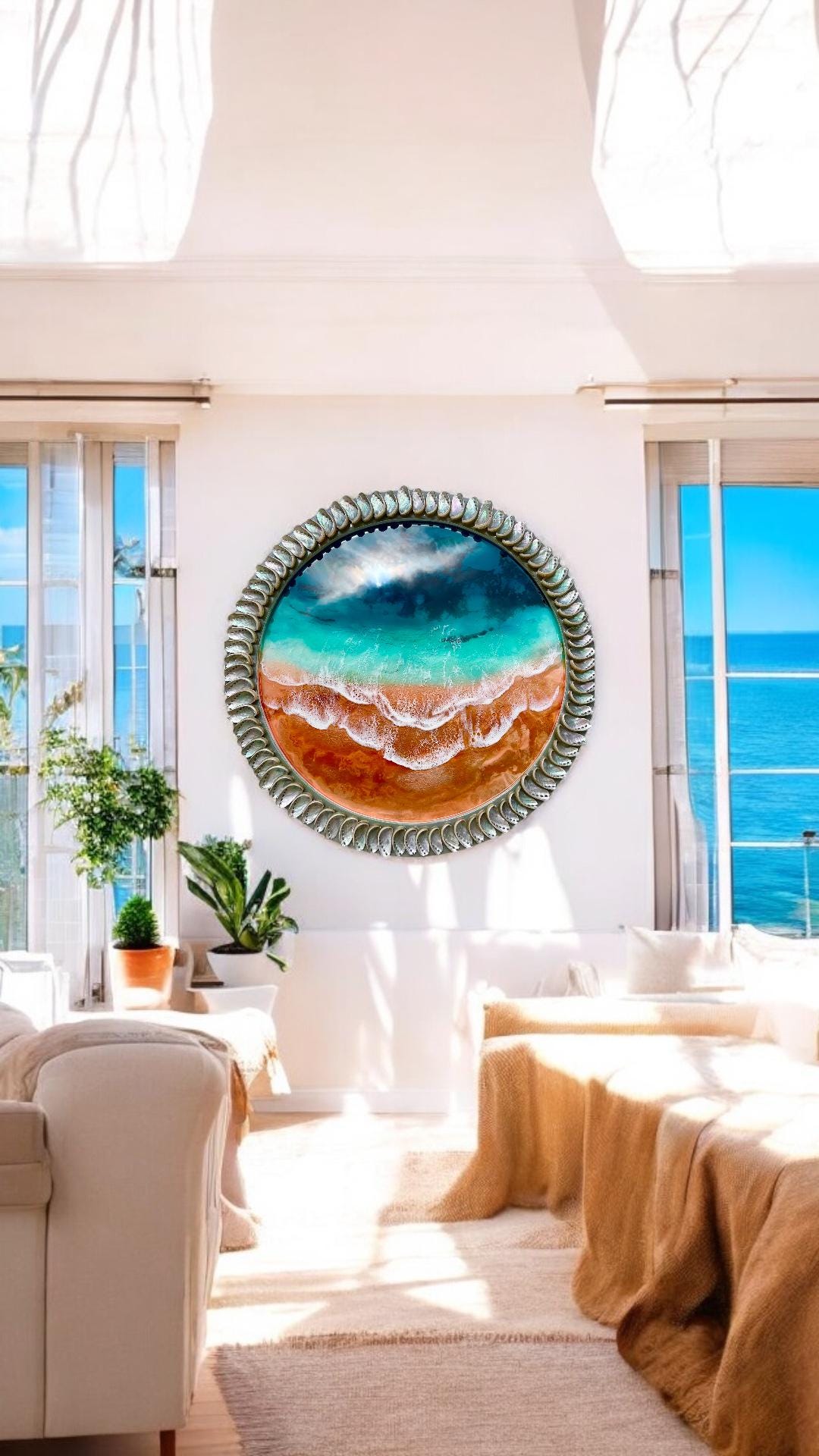 Ready to Ship Original Ocean Artwork, Kaihalulu Beach Resin Painting: Ocean Wave Wall Art (100cm)