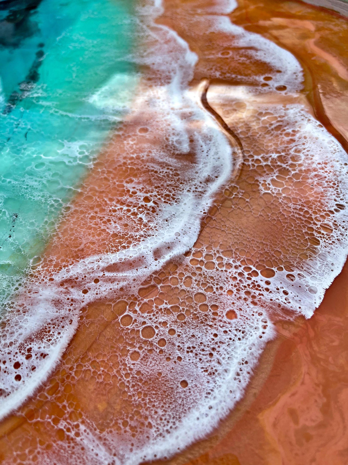Ready to Ship Original Ocean Artwork, Kaihalulu Beach Resin Painting: Ocean Wave Wall Art (100cm)