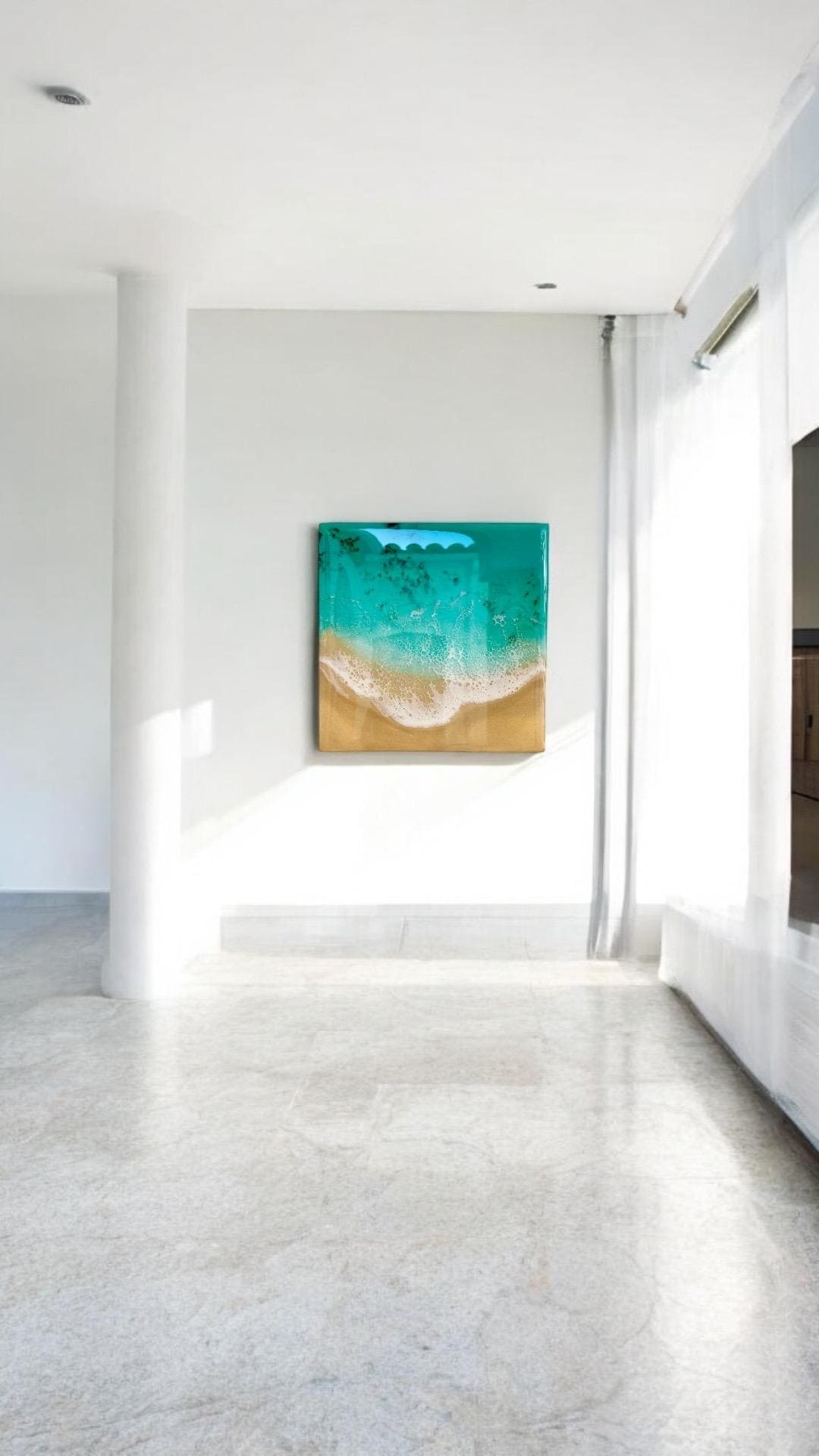 3D Resin Ocean Painting – Beach Wave Art, Coastal Wall Decor