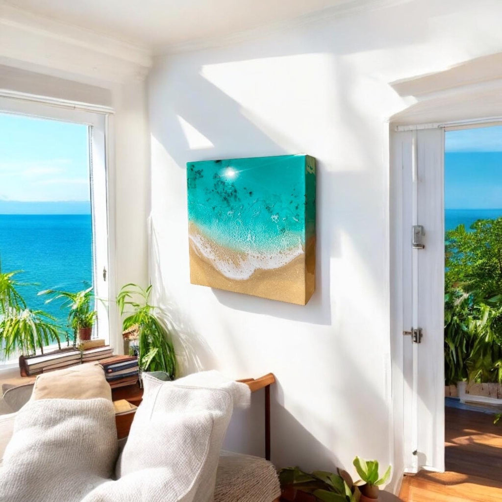 3D Resin Ocean Painting – Beach Wave Art, Coastal Wall Decor
