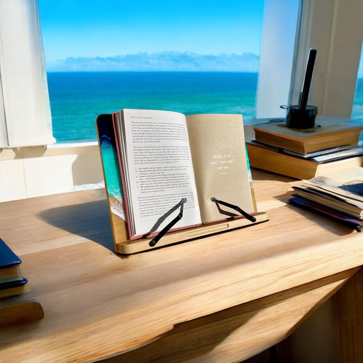 Resin Wave Cookbook Stand: Beach Coastal Decor iPad Tablet Holder