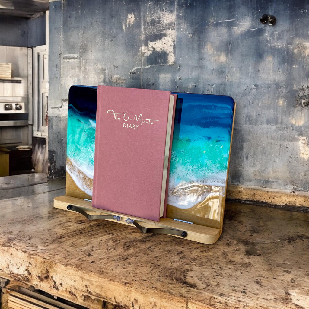 Resin Wave Cookbook Stand: Beach Coastal Decor iPad Tablet Holder