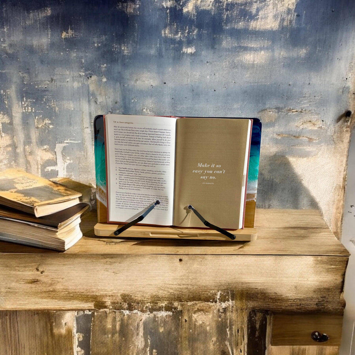 Resin Wave Cookbook Stand: Beach Coastal Decor iPad Tablet Holder