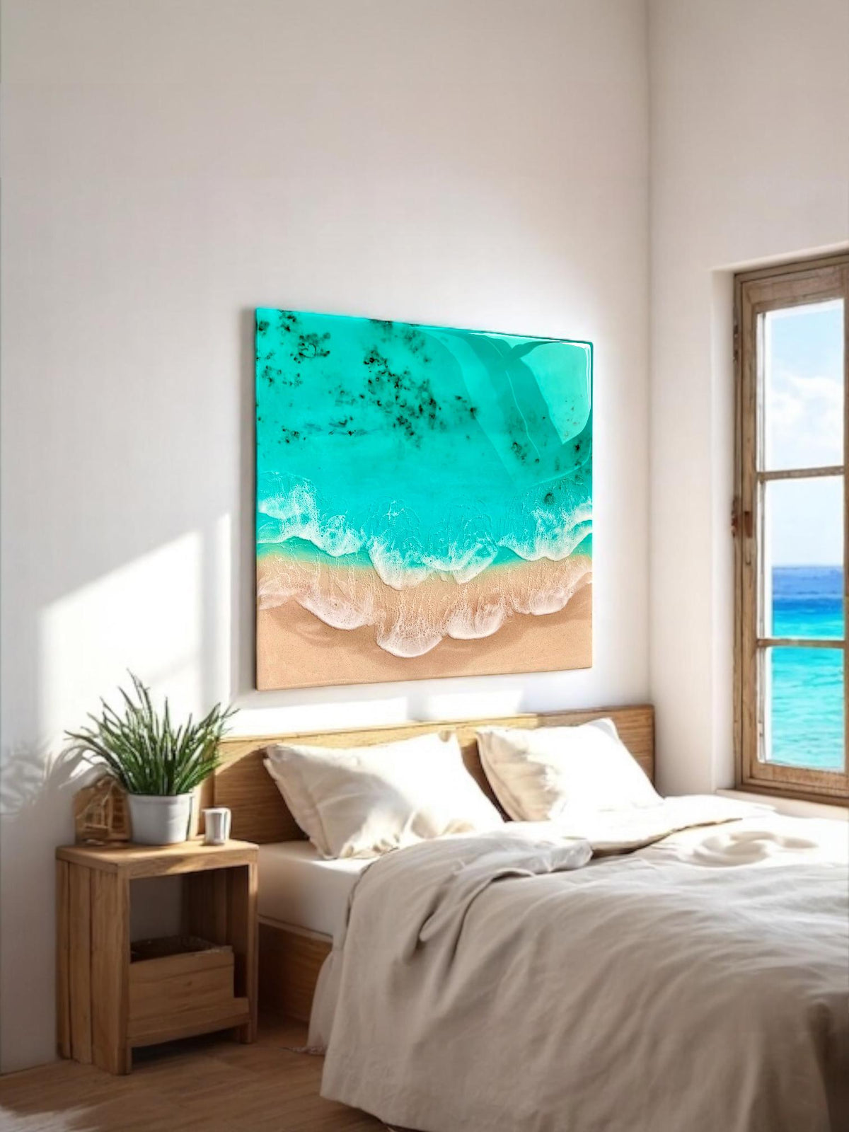 3D Resin Ocean Painting – Beach Wave Art, Coastal Wall Decor