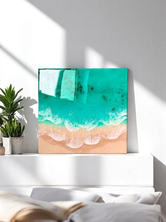 3D Resin Ocean Painting – Beach Wave Art, Coastal Wall Decor