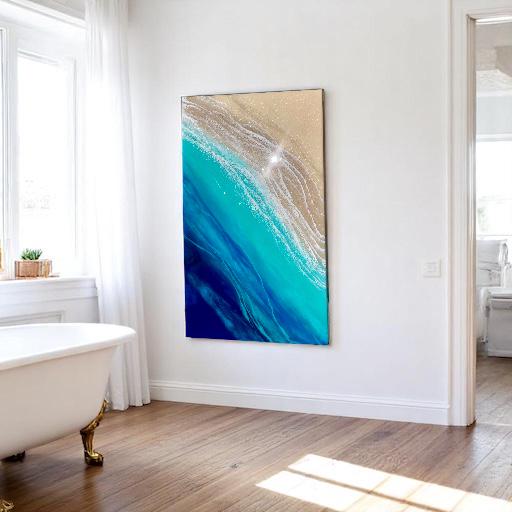 Ocean Resin Art: Coastal Beach Wall Decor (100 x 60 cm)