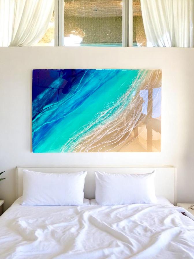 Ocean Resin Art: Coastal Beach Wall Decor (100 x 60 cm)