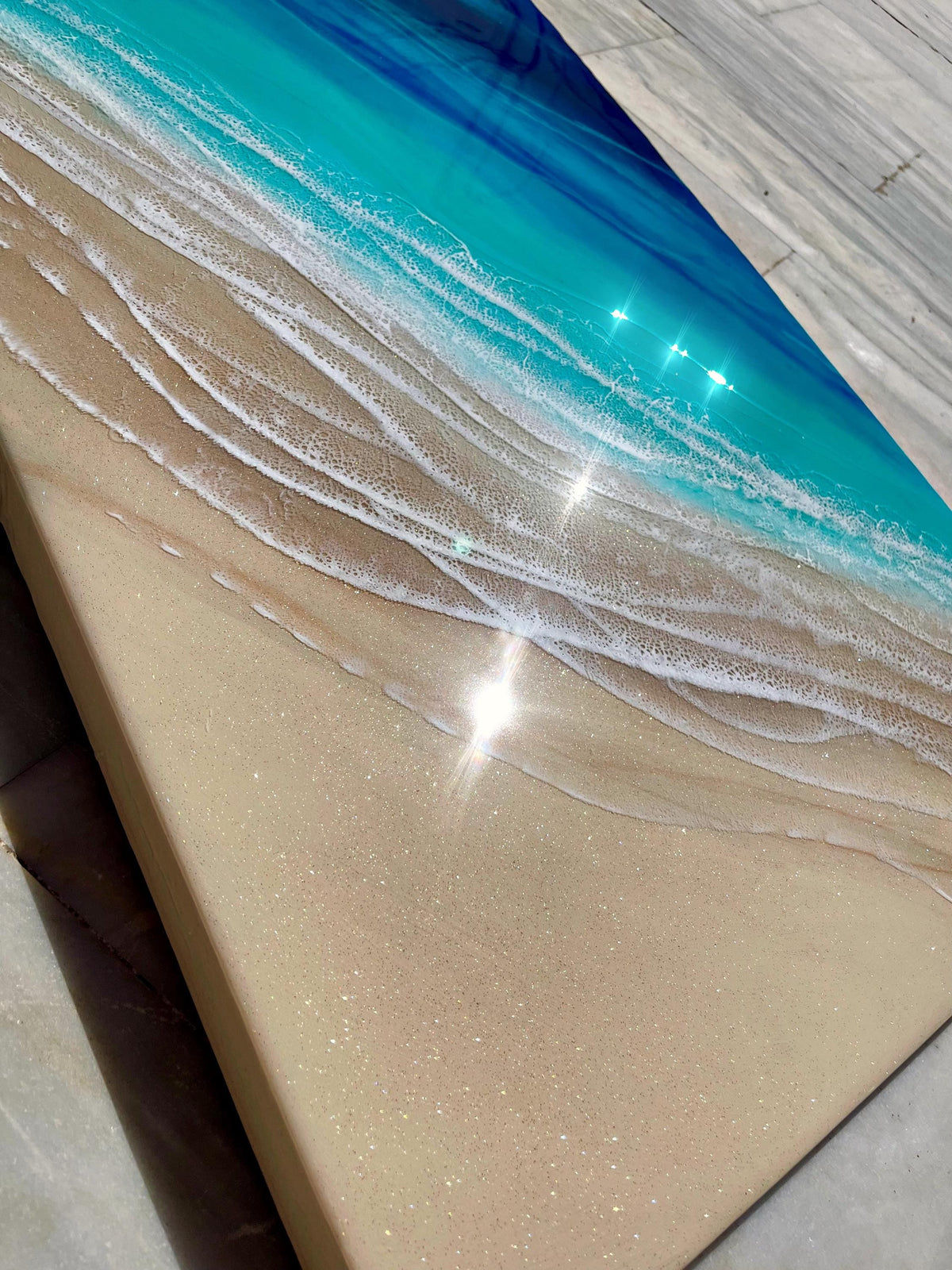 Ocean Resin Art: Coastal Beach Wall Decor (100 x 60 cm)