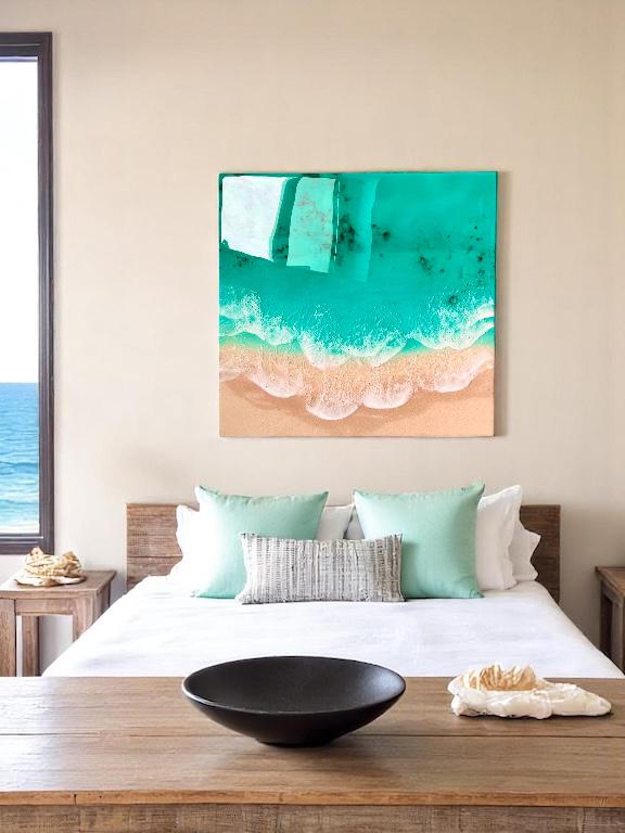 Large 3D Resin Ocean Painting – Coastal Beach Wave Wall Art (80–100 cm)