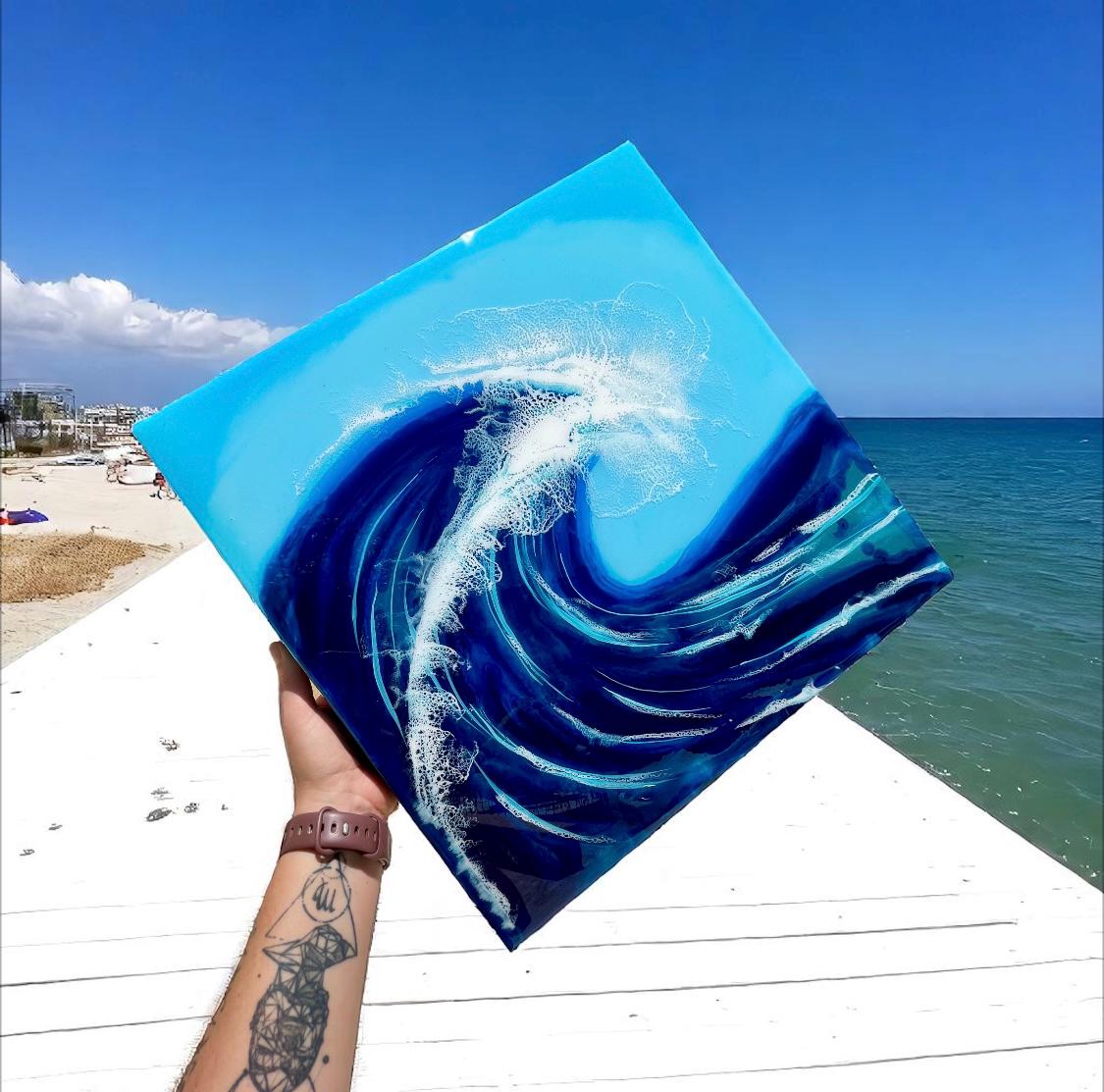 Small Resin Ocean Wave Art | Coastal Wall Decor | Handmade Resin Artwork | Beach House Wall Art | Ocean Painting on Wood