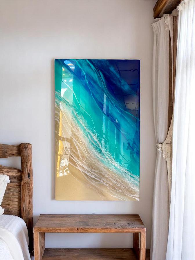 Ocean Resin Art: Coastal Beach Wall Decor (100 x 60 cm)