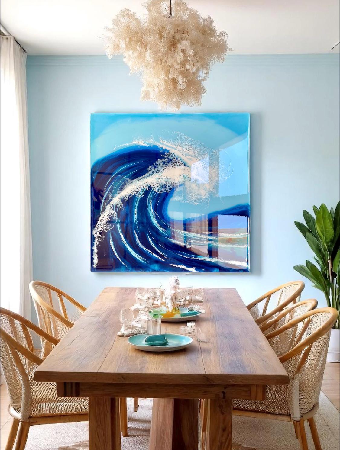 Small Resin Ocean Wave Art | Coastal Wall Decor | Handmade Resin Artwork | Beach House Wall Art | Ocean Painting on Wood