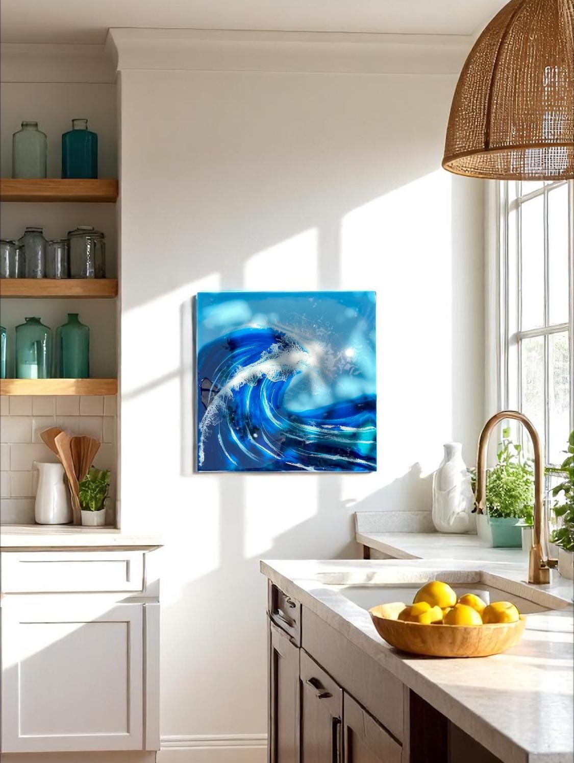 Small Resin Ocean Wave Art | Coastal Wall Decor | Handmade Resin Artwork | Beach House Wall Art | Ocean Painting on Wood