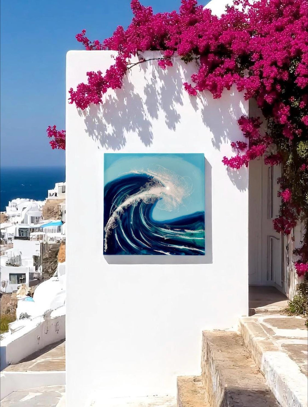 Small Resin Ocean Wave Art | Coastal Wall Decor | Handmade Resin Artwork | Beach House Wall Art | Ocean Painting on Wood