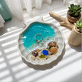 Handmade Resin Ocean Ring Dish | Beach Jewelry Holder | Seashell Trinket Dish | 10 cm / 4 inch