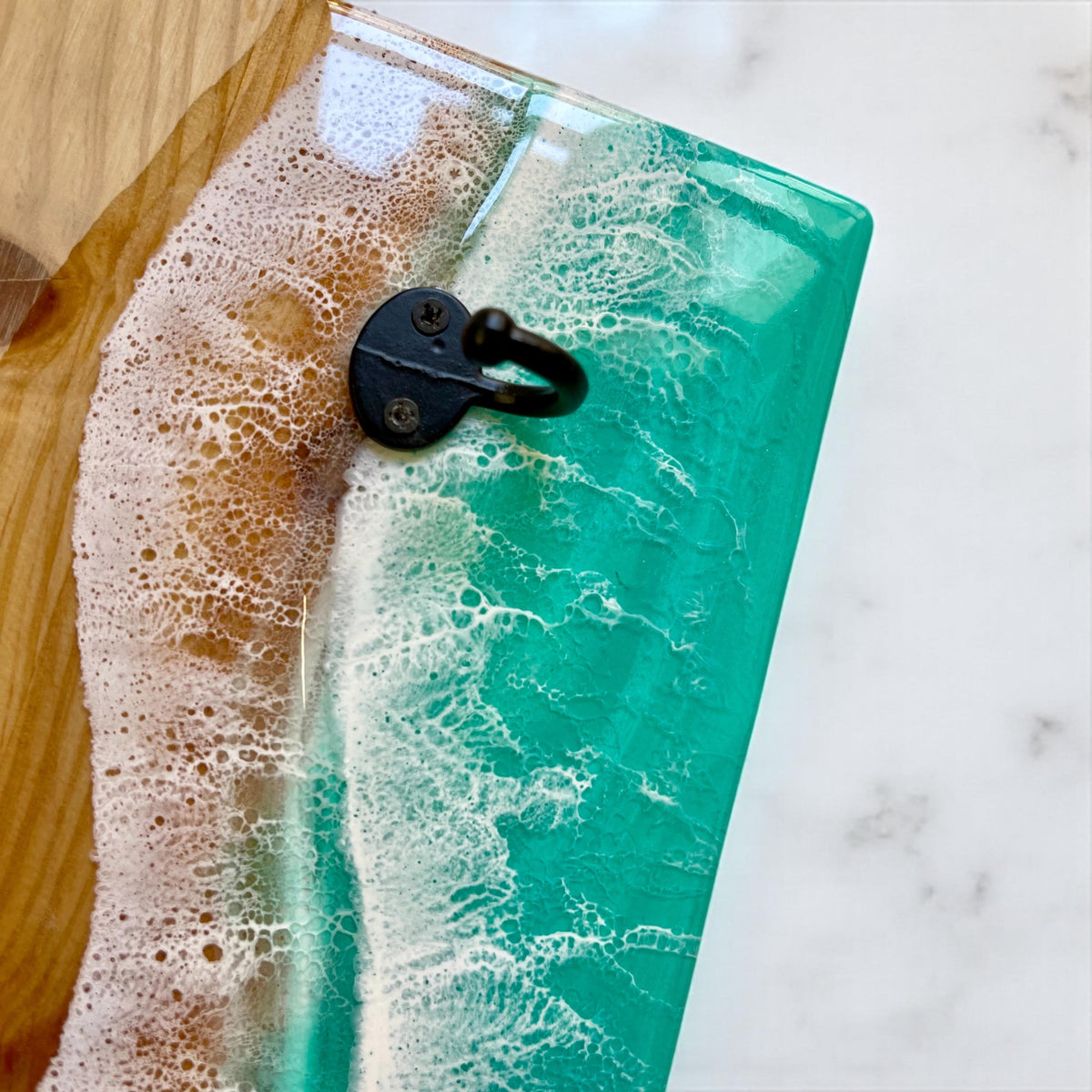 Handmade Resin Coat Rack – Coastal Wall Hook Rack with 3, 4 or 5 Hooks | Ocean-Inspired Entryway Organizer | Functional Resin Art
