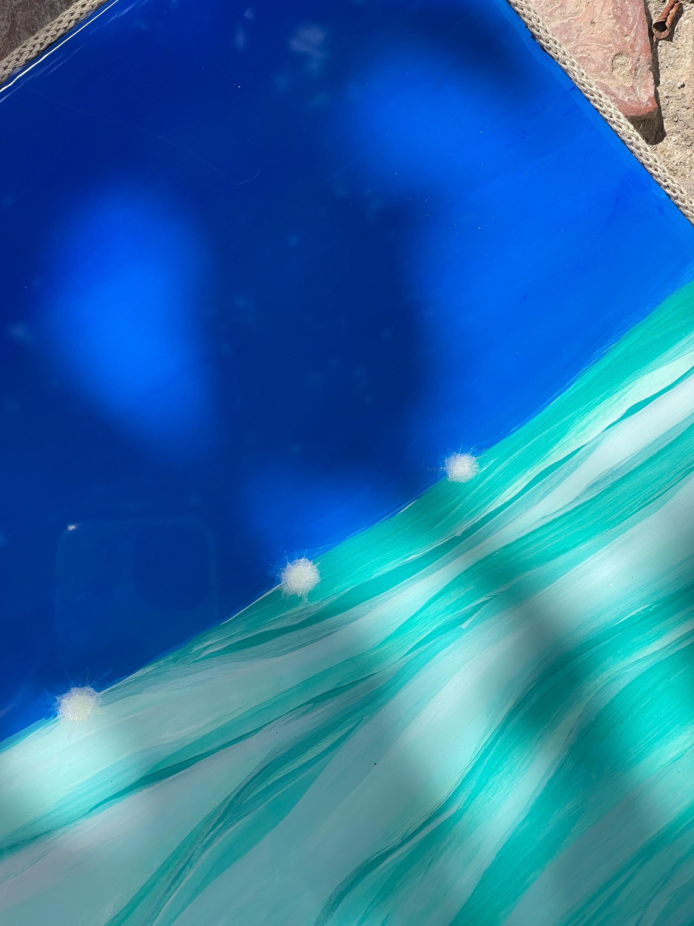Resin Ocean Painting: Tropical Fish Coastal Wall Art with Rope Frame, Ready To Ship