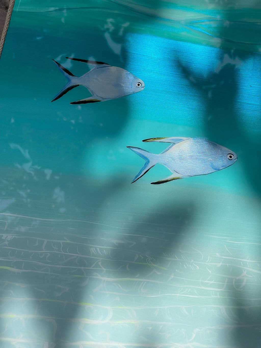 Resin Ocean Painting: Tropical Fish Coastal Wall Art with Rope Frame, Ready To Ship