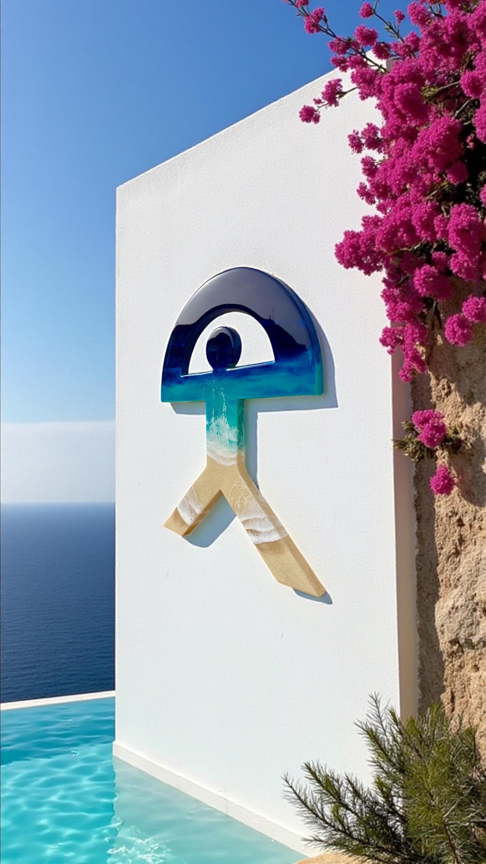 Indalo Man Wall Art 50cm | Handmade Resin Ocean Sculpture | Spanish Good Luck Symbol | Coastal Home Decor | Protection Charm | Almería Art