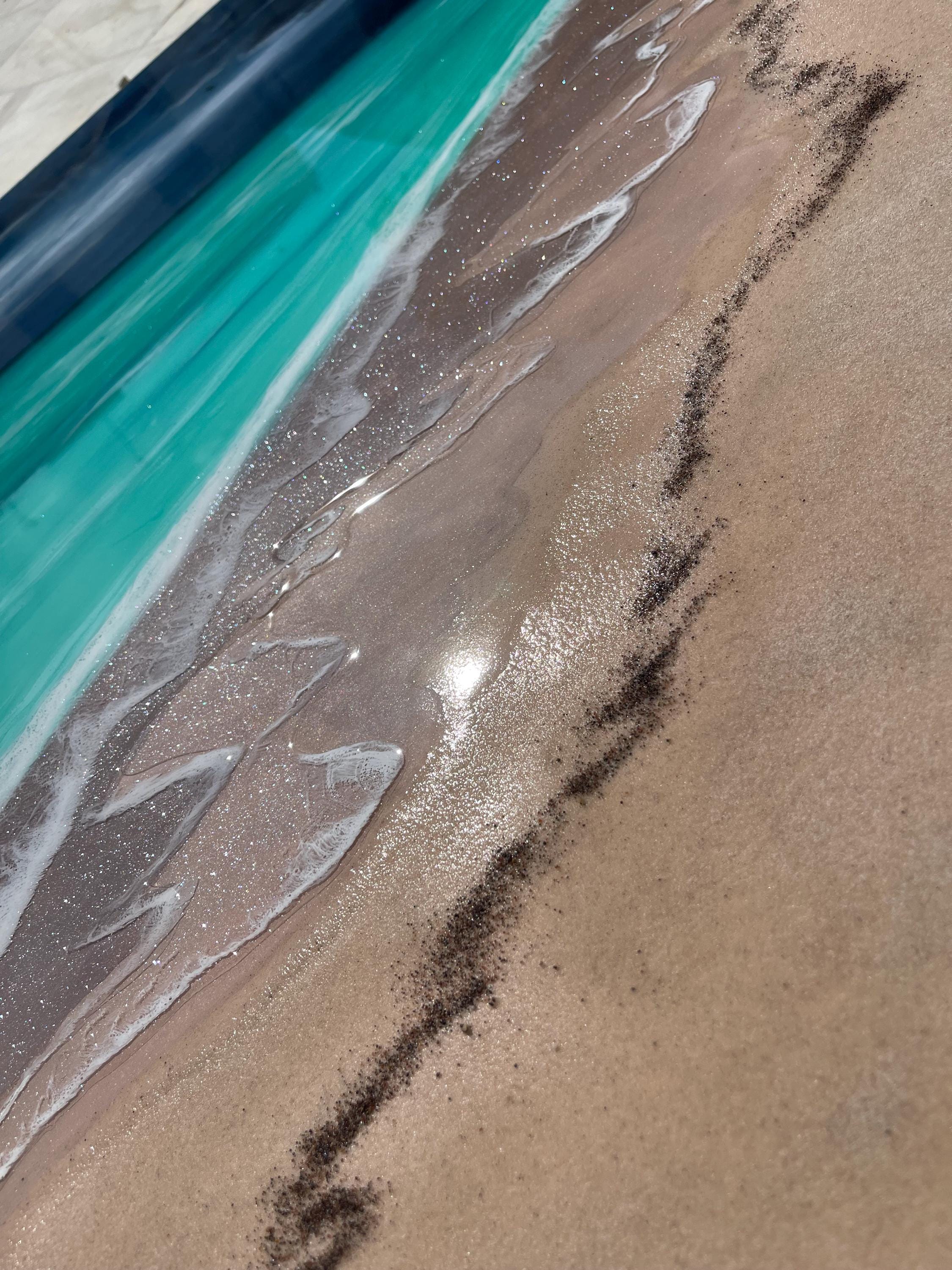 Large Ocean Resin Painting - Seascape Wall Art - Coastal Home Decor - Stormy Maldives Ocean Painting - Ready to Ship